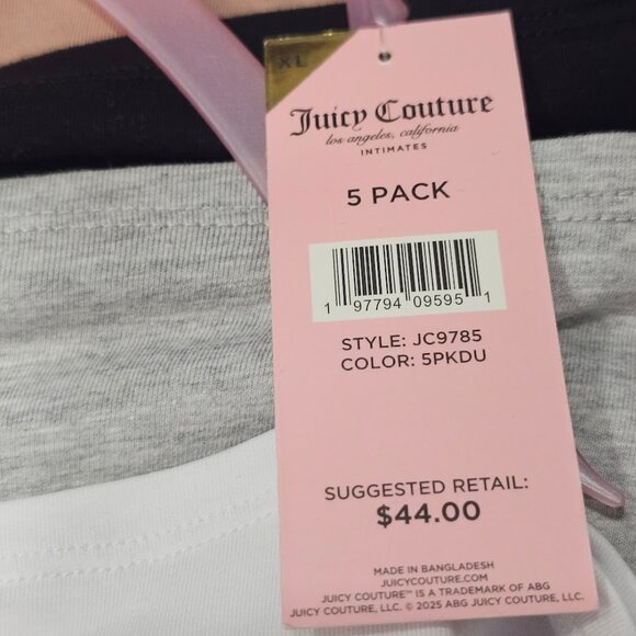 Juicy Couture Boy Shorts Panties 5Pk Logo Underwear Size XL - Picture 5 of 9